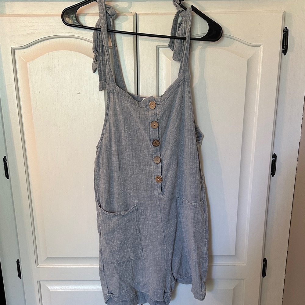 Sky Blue Button-Front Romper Ocean Drive Small